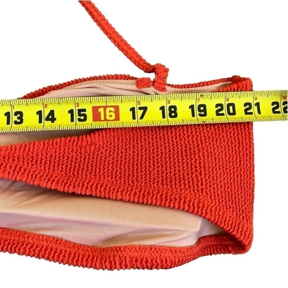 NWT J. Crew Retro Scrunchie Sweetheart Bikini Top in Vivid Flame Coral Red Sz 3X